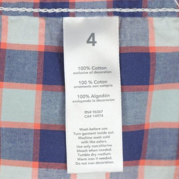 OshKosh B'Gosh Boys Size 4 Blue Orange Plaid Casual Long Sleeve Button Up Shirt - Picture 7 of 7